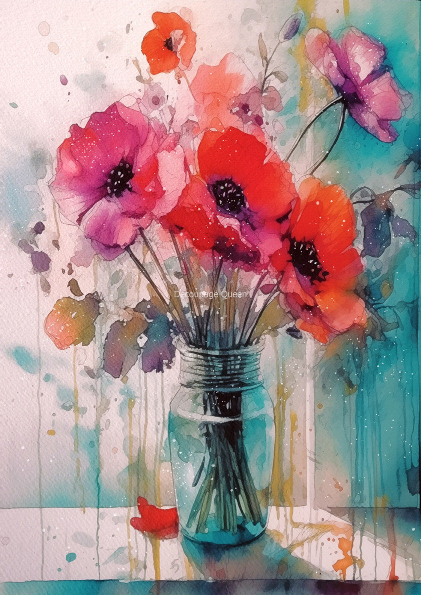 Large Format - Decoupage Queen Andy Skinner Mum's Poppies
