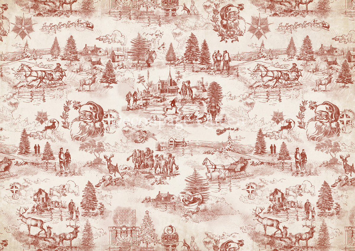 Decoupage Queen Christmas Toile Rice Paper