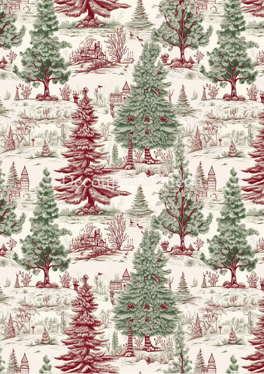 Vellum Paper - Decoupage Queen Evergreen Toile Vellum Paper