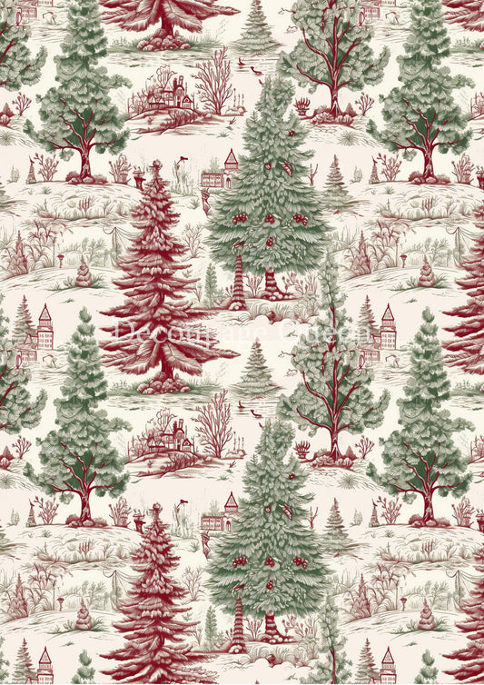 Vellum Paper - Decoupage Queen Evergreen Toile Vellum Paper