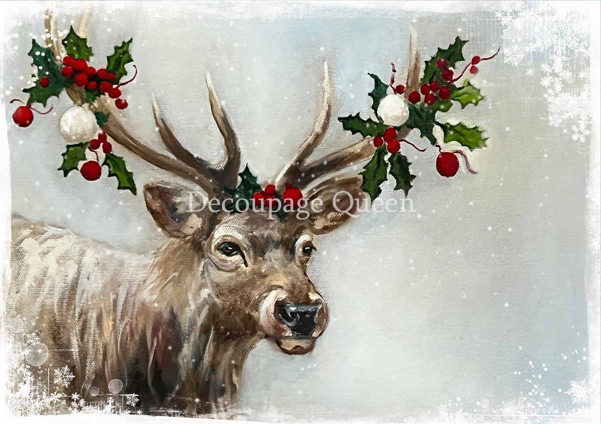 Large Format -  Teresa Rene Art - Snowy Elk Rice Paper