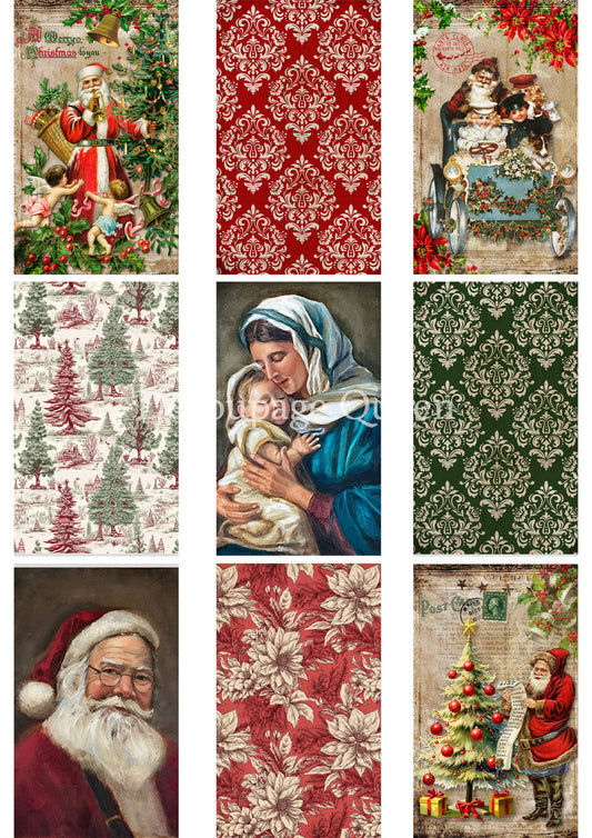 Decoupage Queen Christmas 9 Pack Rice Paper