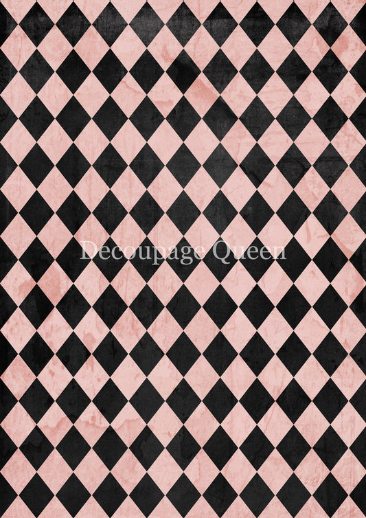 Decoupage Queen Rice Paper - Pink and Black Harlequin