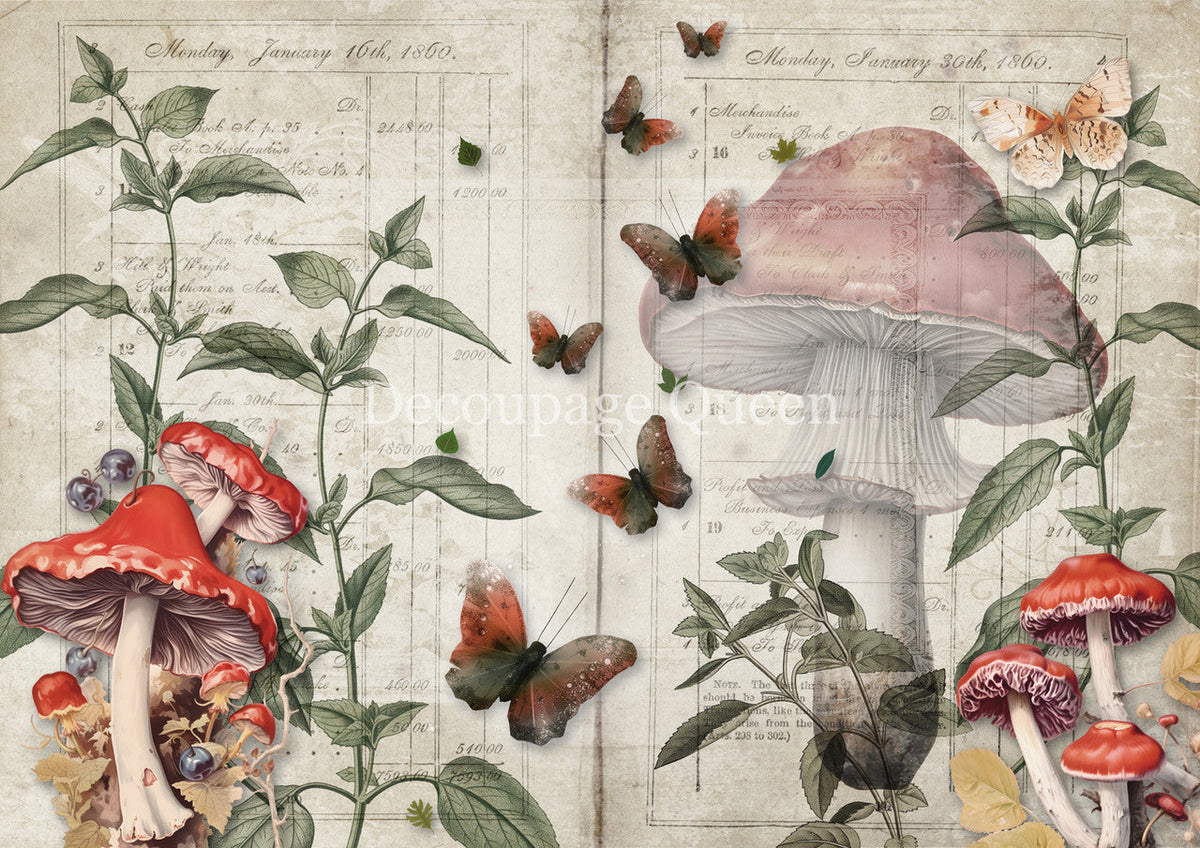 Decoupage Queen Rice Paper - Mushroom Fantasy