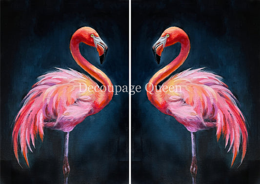 Decoupage Queen Rice Paper - Teresa Rene Art - Double Flamingo