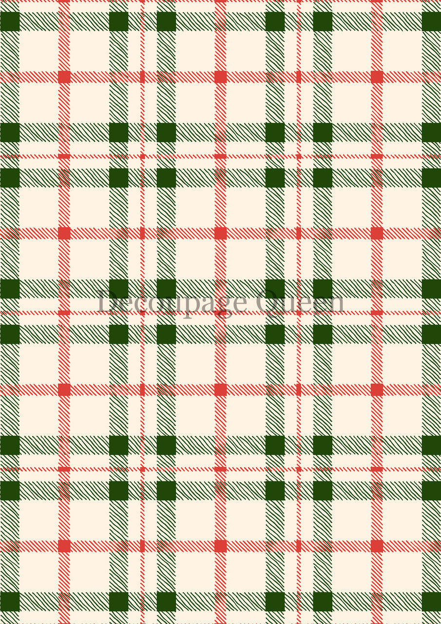 Decoupage Queen Christmas Plaid Rice Paper