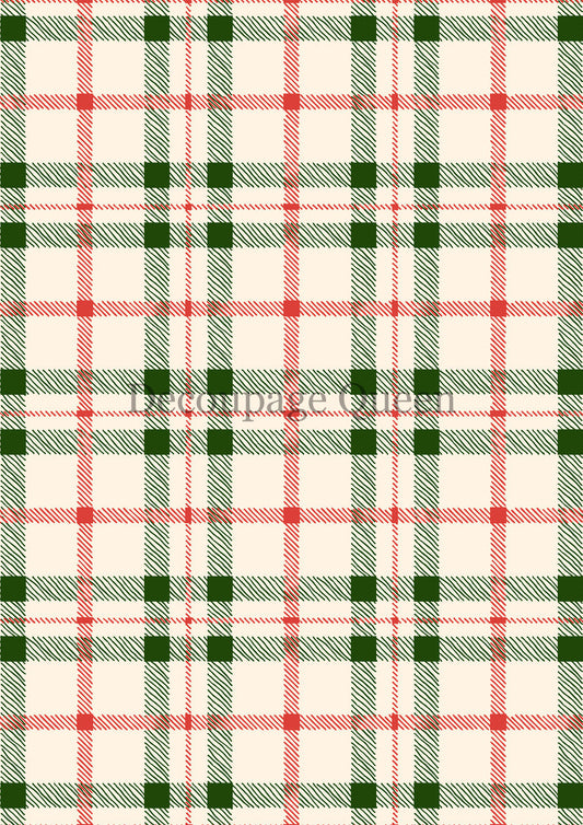 Decoupage Queen Christmas Plaid Rice Paper