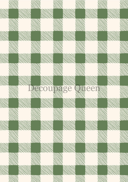 Decoupage Queen Green Checks Rice Paper