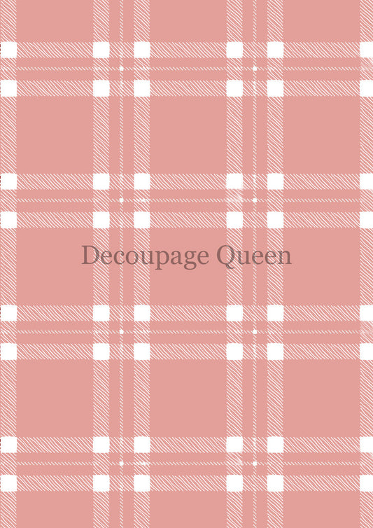 Decoupage Queen Pink Plaid Rice Paper