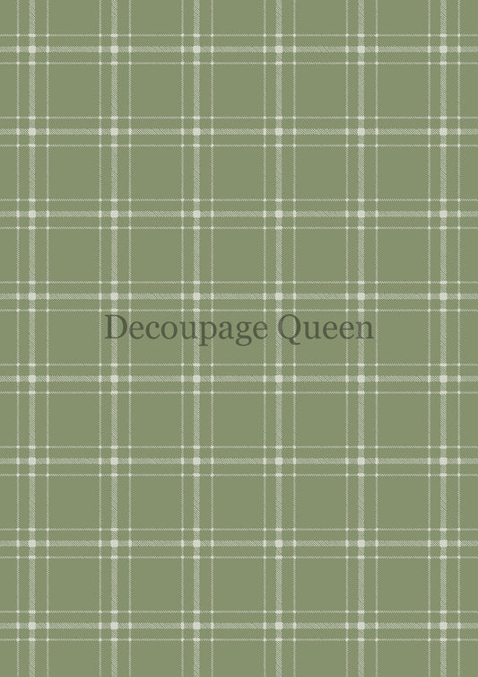Decoupage Queen Green Plaid Rice Paper