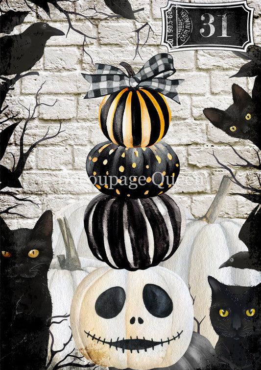 Decoupage Queen  Tall Pumpkins Rice Paper