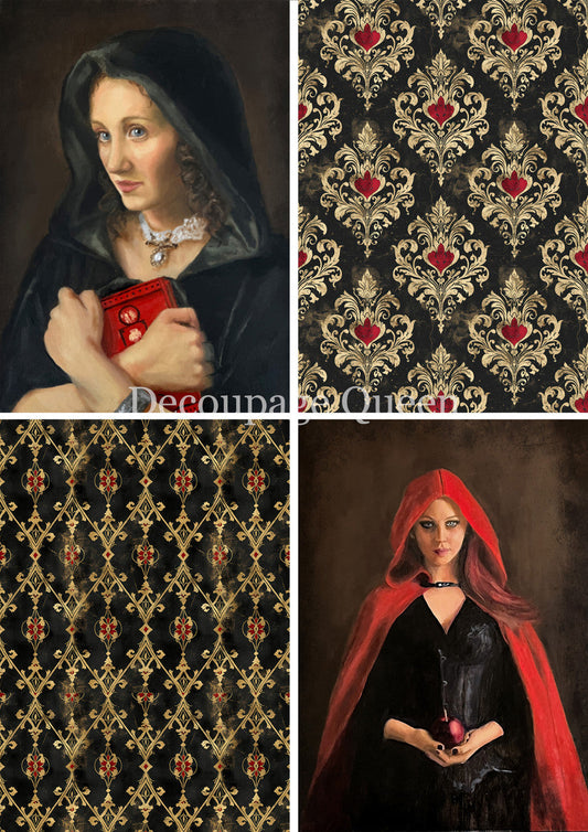 Decoupage Queen Teresa Rene Art Dark Secrets Four Pack Rice Paper