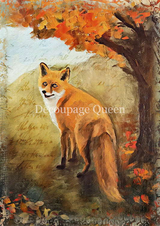 Decoupage Queen Teresa Rene Art Painted Fox Rice Paper