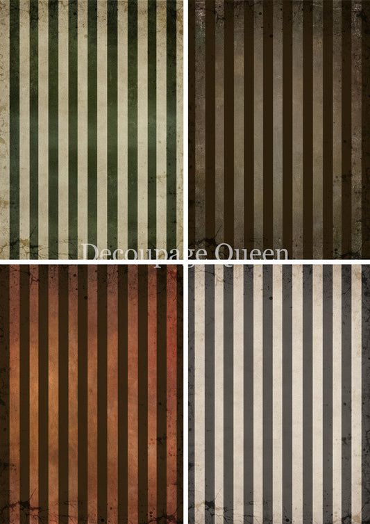 Decoupage Queen Fall Stripes Four Pack Rice Paper
