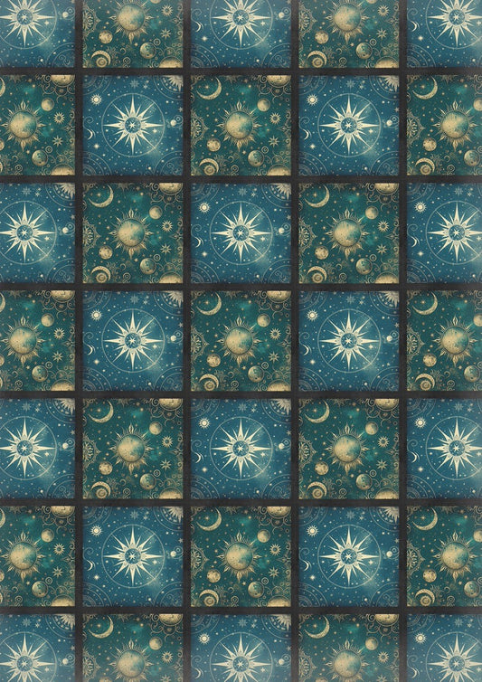 Celestial Tile Pattern Rice Paper - Iveta Ziedina