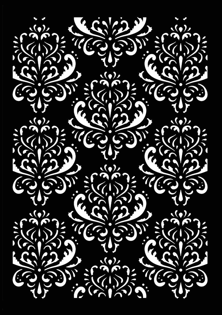 Decoupage Queen elegant baroque stencil with repeating ornate flourish motif
