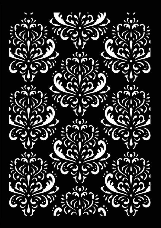 Decoupage Queen elegant baroque stencil with repeating ornate flourish motif