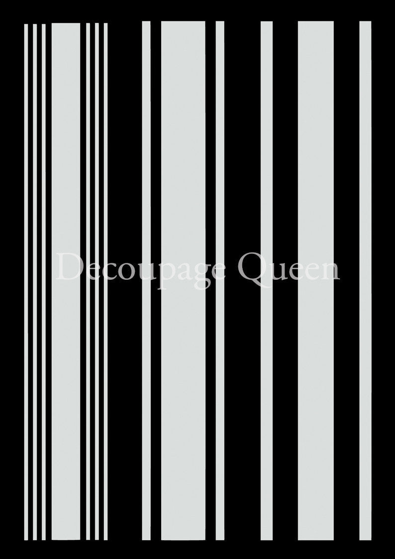 Decoupage Queen grain sack stripes stencil with varied vertical stripe pattern
