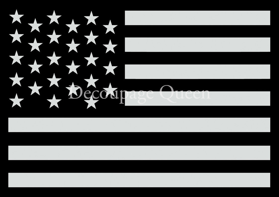 Decoupage Queen stars and stripes stencil with American flag design