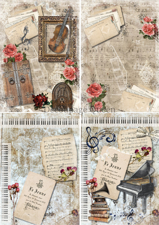 Decoupage Queen Music 4 Pack Vellum Paper