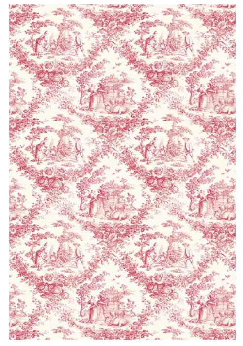 Calambour Red Toile Pastoral Pattern EXC TJ1 A3