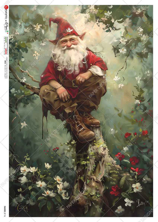 Paper Designs Perching Santa Gnome Rice Paper