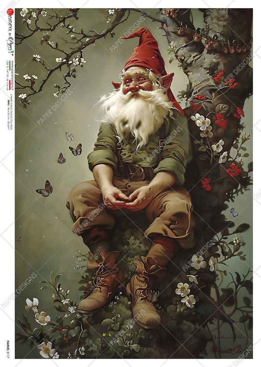 Paper Designs Pondering Christmas Gnome Rice Paper