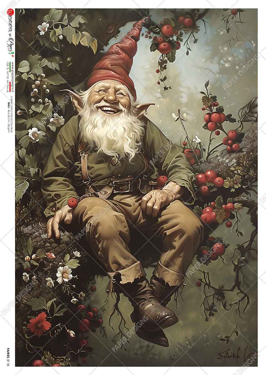 Paper Designs Laughing Christmas Gnome Rice Paper