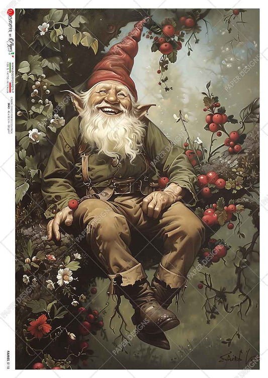 Paper Designs Laughing Christmas Gnome Rice Paper