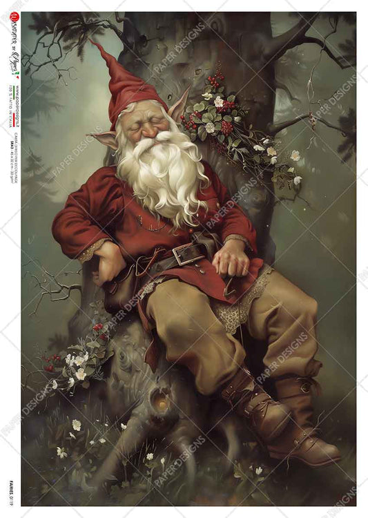 Paper Designs Resting Christmas Gnome Rice Paper