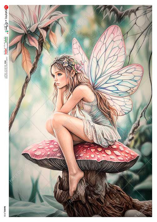 Paper Designs Fairy on Mushrooom Rice Paper