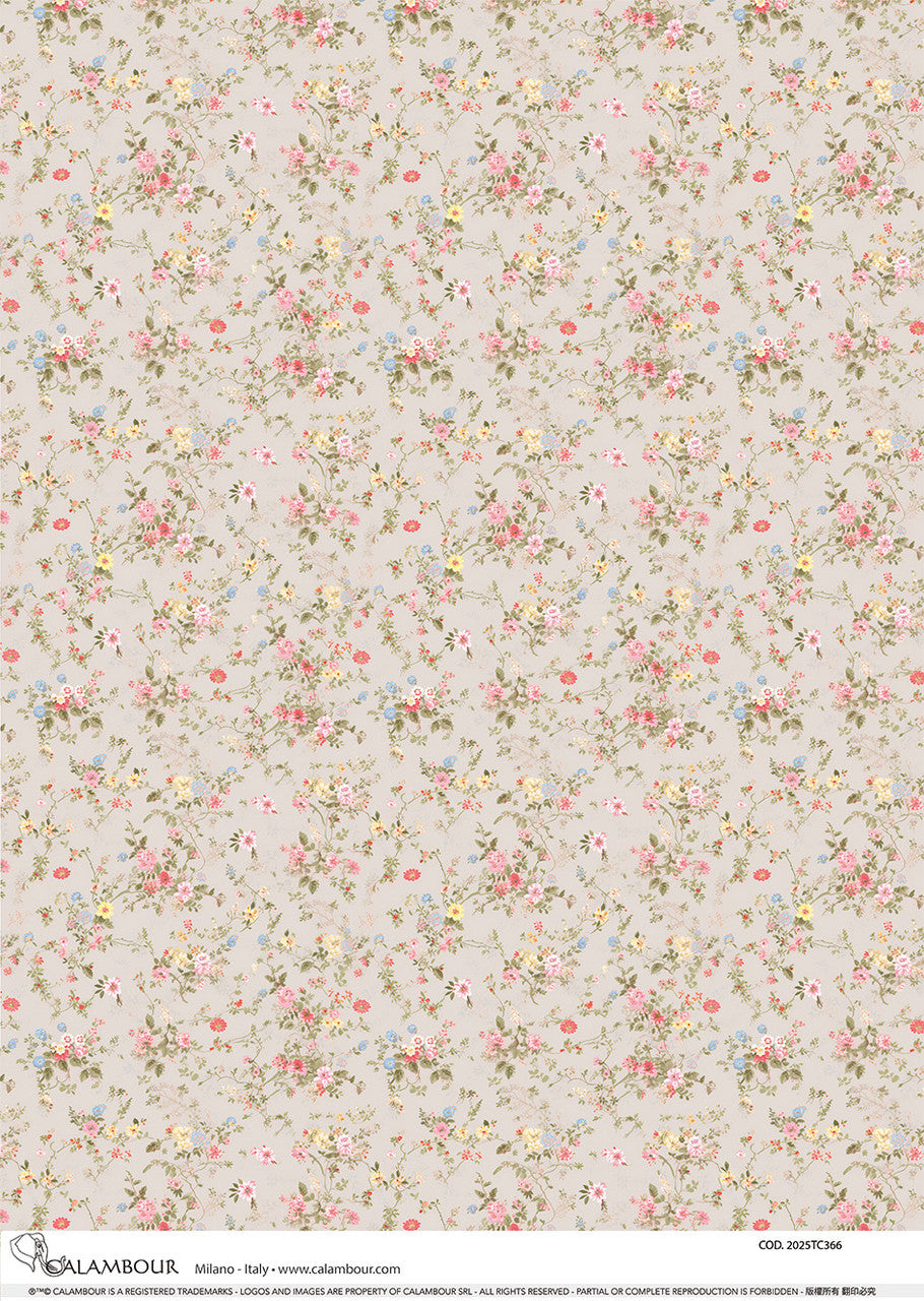 Calambour Spring 2025 A3 Rice Paper Spring Dusty Rose Florals Pattern