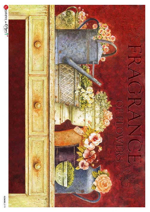 Paper Designs Fragrance of Flowers Shelf with Potted Florals Rice Paper