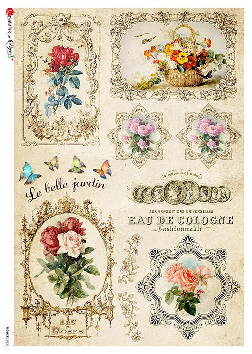 Paper Designs Le Belle Jardin Rose Scenes Rice Paper