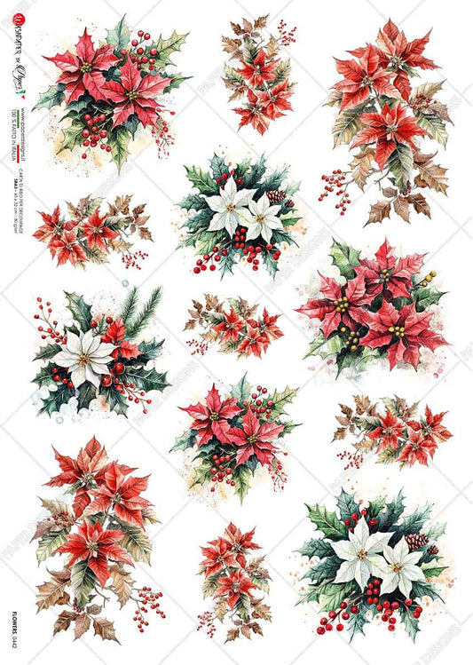 Paper Designs Poinsettia Snippets II Rice Paper