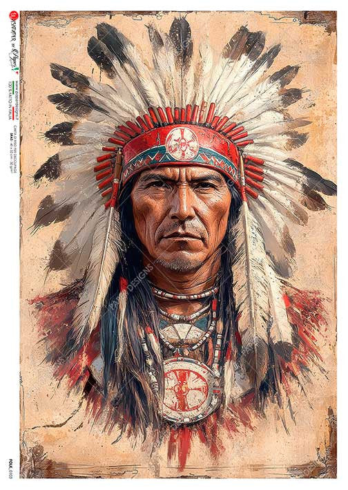Paper Designs Native American Warrior II Rice Paper