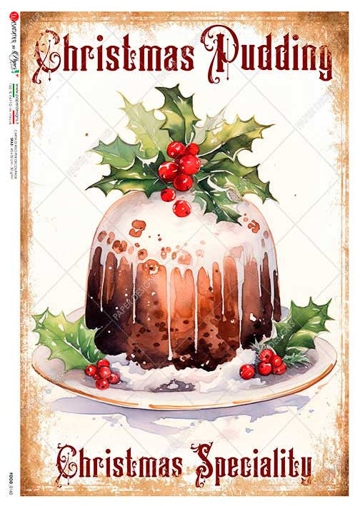 Paper Designs Christmas Pudding Rice Paper