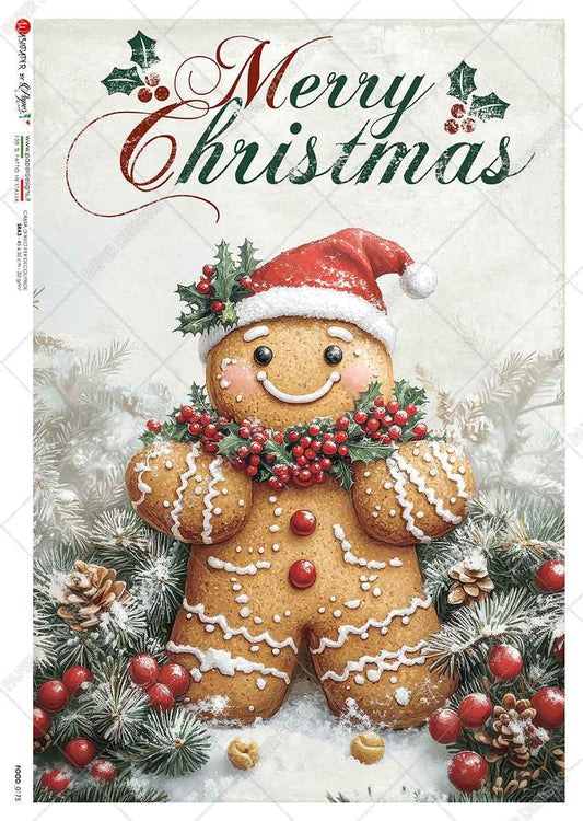 Paper Designs Christmas Gingerbread Man Cookie Rice Paper