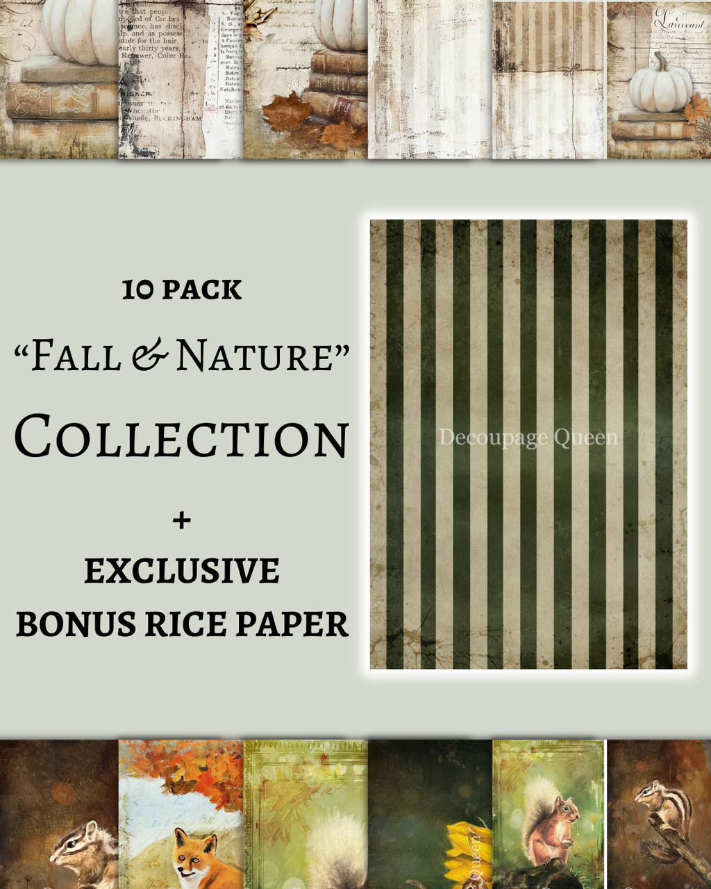 Decoupage Queen Fall 2025 Fall & Nature, 10 Pack (With Bonus Paper)