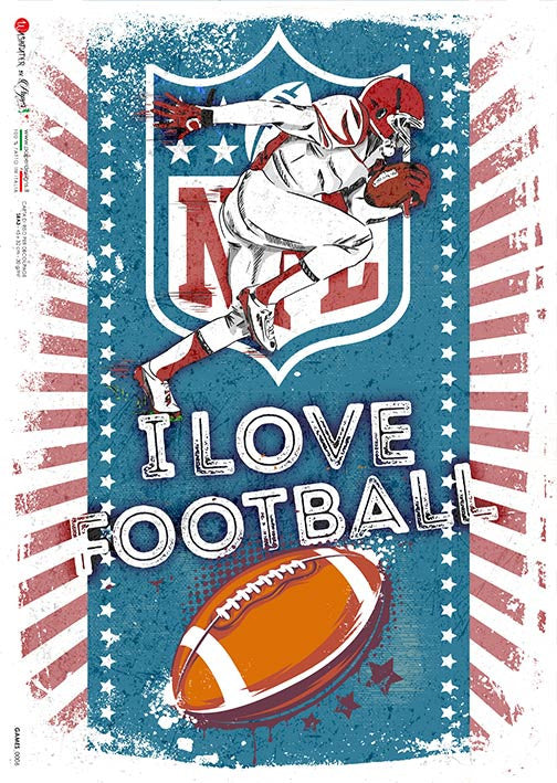 Paper Designs I Love Football Rice Paper