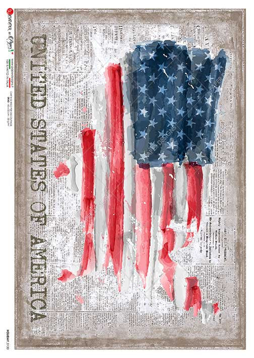 Paper Designs USA Patriotic Country Shaped Flag