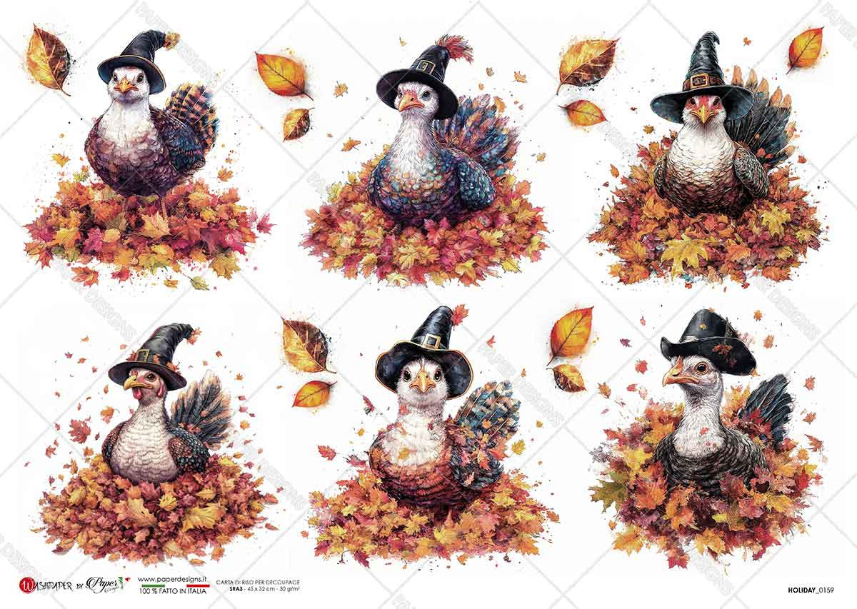 Paper Designs Thanksgiving Turkies Snippets Rice Paper