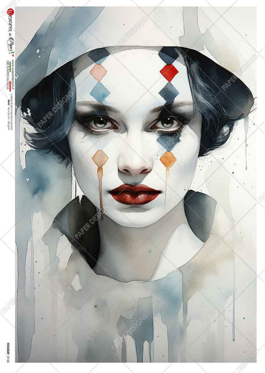 Paper Designs Watercolor Mime I Rice Paper