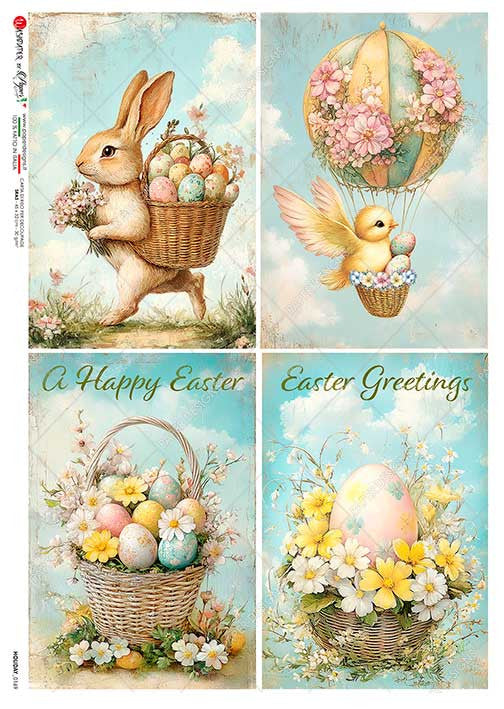 Paper Designs Easter Bunny Baskets Rice Paper – Decoupage Queen