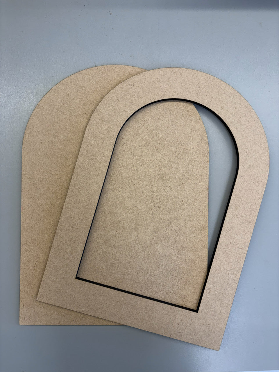 Custom two part arched style wood frame