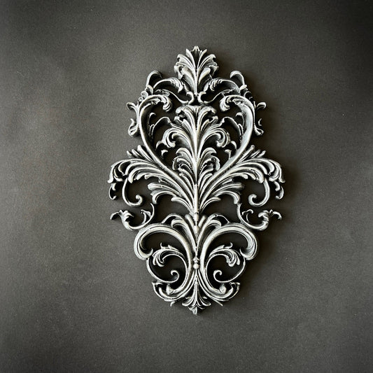 LaBlanche Baroque Emblem silicone mould with ornate scrollwork applique