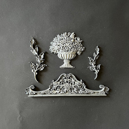 LaBlanche Ornament Louise silicone mould with urn bouquet and decorative swag