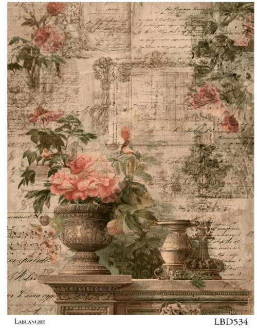 (5 Pack) LaBlanche Pink Floral Urns A4 rice paper