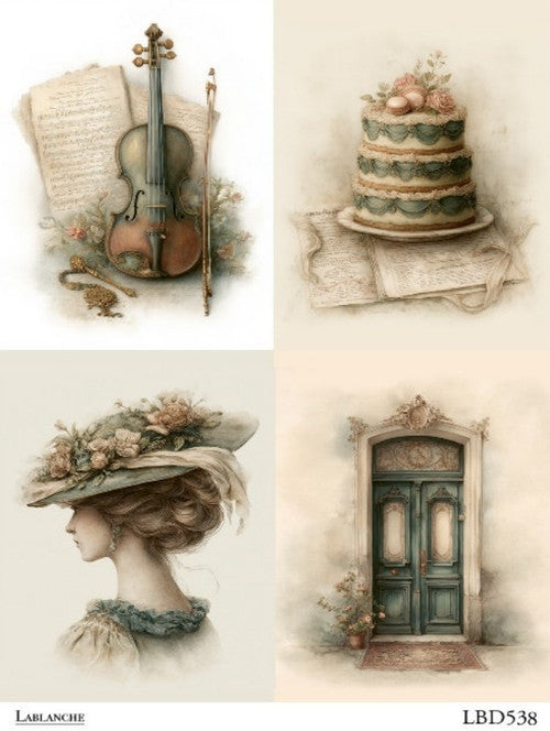 (5 Pack) LaBlanche Vintage Keepsake Collage A4 rice paper