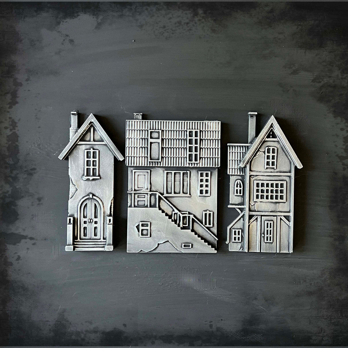 LaBlanche Houses I silicone mould with three vintage house facades